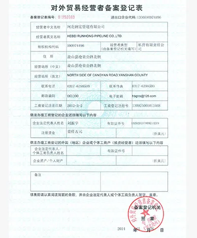 Registration Form For Foreign Trade Operator